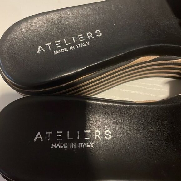 ateliers platform striped ruffle studded leather sandal made in Italy sz 39 - Picture 10 of 14